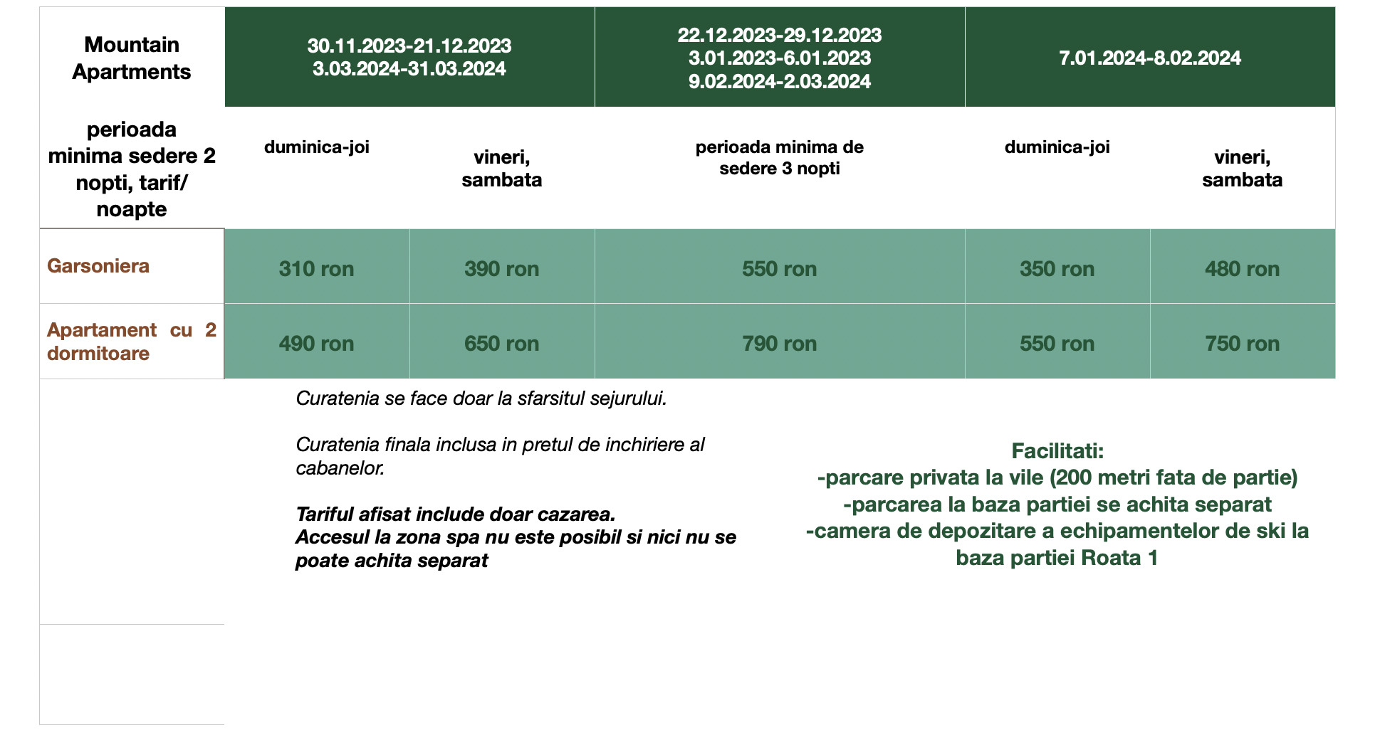 Tarife Iarna 2024 Hotel SuperSki   Screenshot 2023 09 20 At 13.10.43 